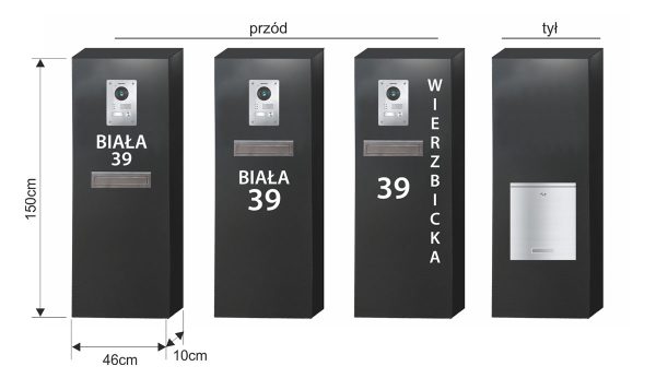 Słupek multimedialny z domofonem wys. 150cm, głębokość 10cm - obrazek 3